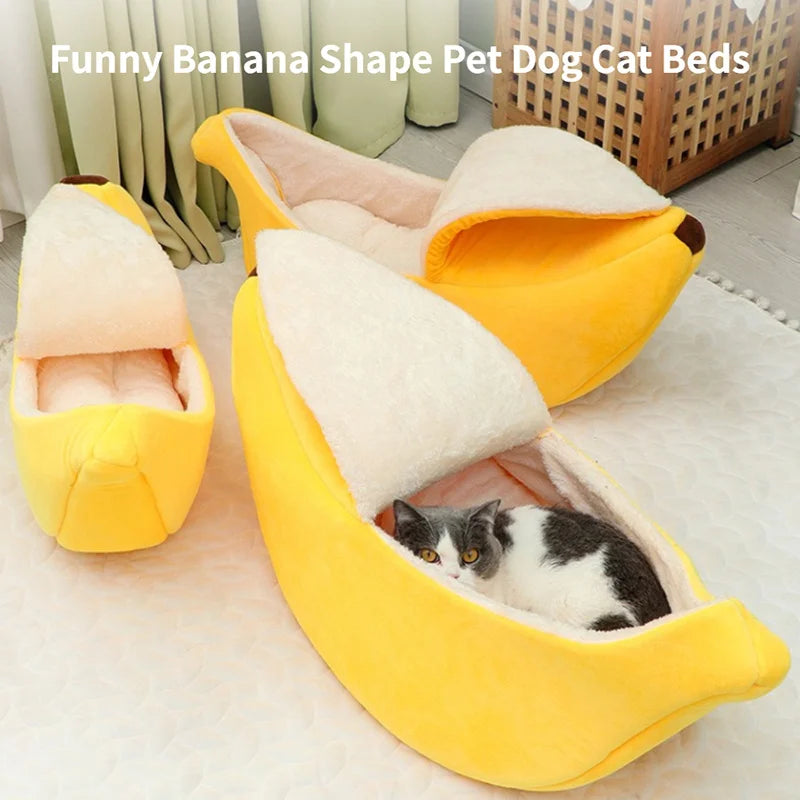 Cozy Banana Cat Bed House - Fun & Durable Multi-Color Pet Basket for Cats & Small Dogs