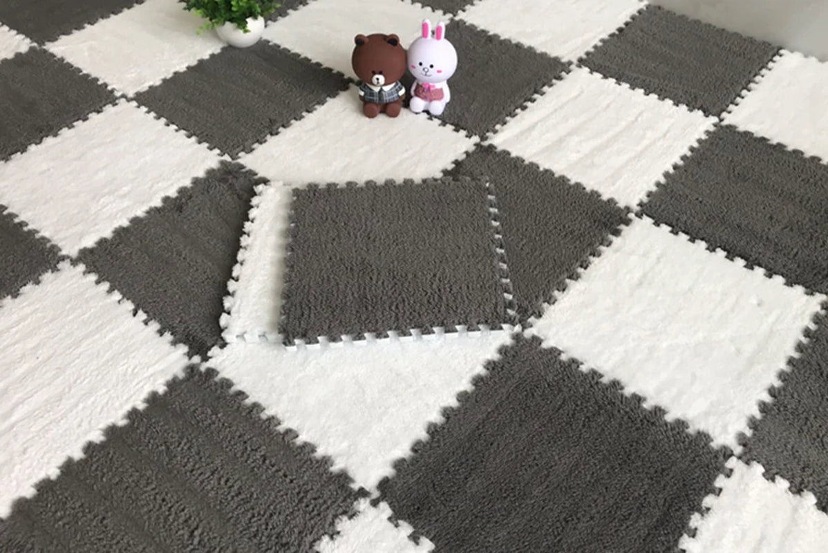 Soft Plush Floor Mat Squares - Perfect for 11.8 in x 11.8in x 0.4in