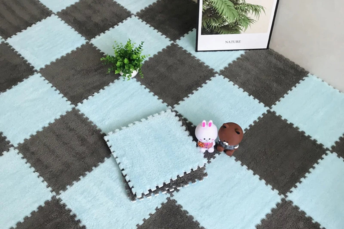 Soft Plush Floor Mat Squares - Perfect for 11.8 in x 11.8in x 0.4in