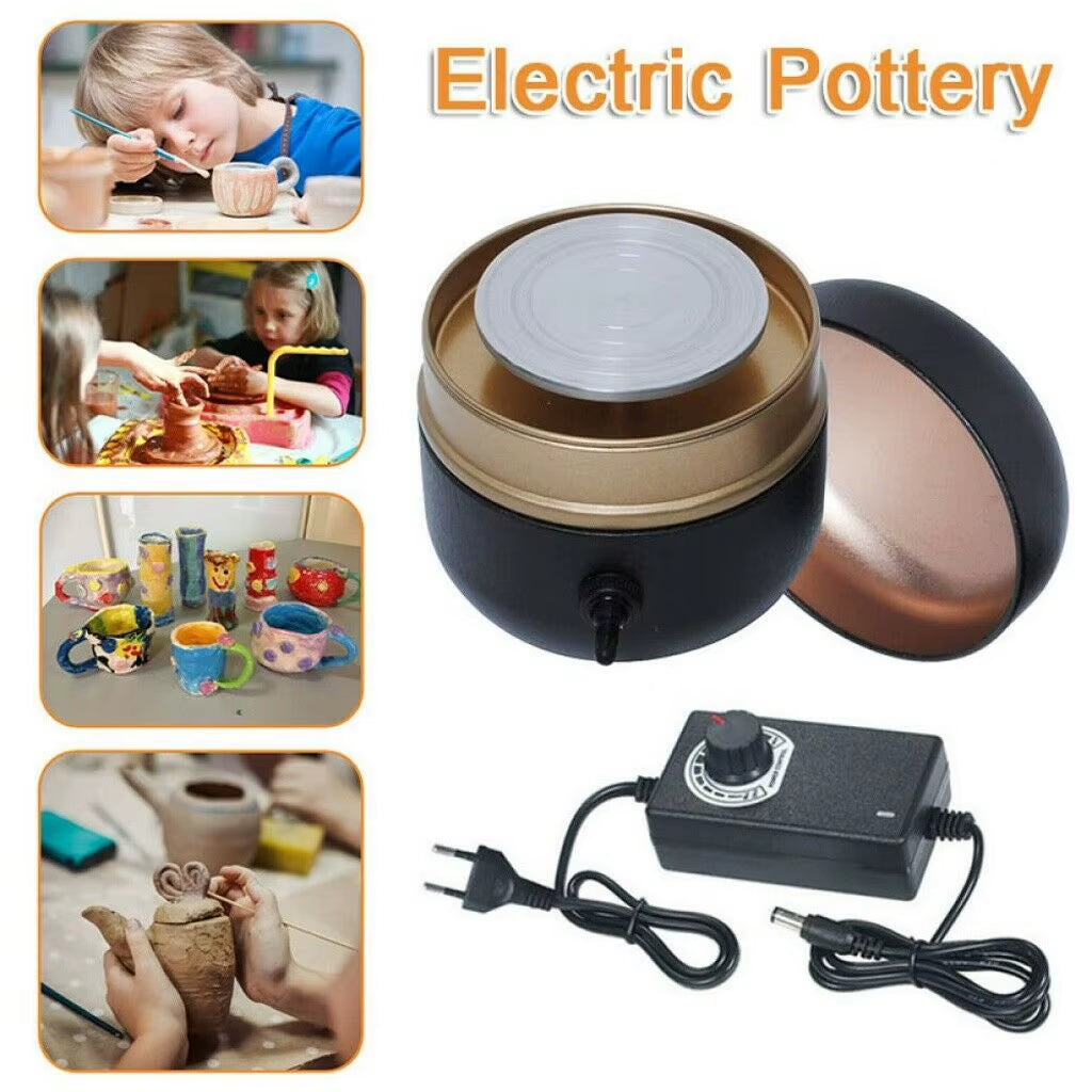 Mini Electric Pottery Wheel Ceramic Machine Professional 1500RPM Work Clay Art Craft DIY Clay Tool with Tray Children Gift