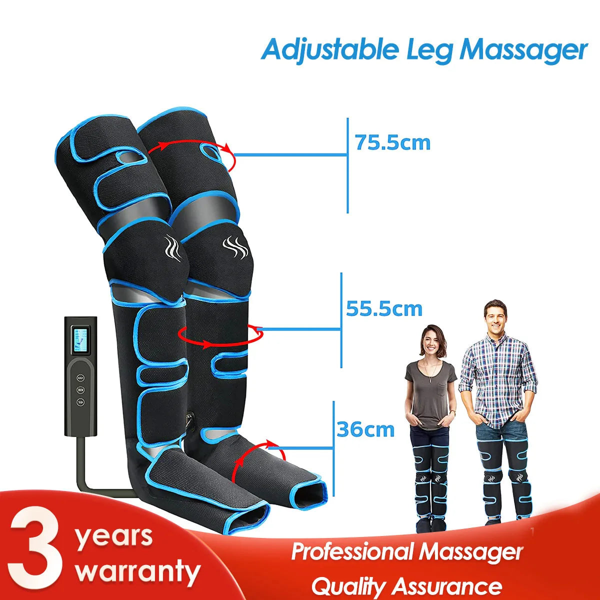 Cordless Sequential Leg Compression Device - Promotes Blood Circulation, Muscle Relaxation, & Lymphatic Drainage