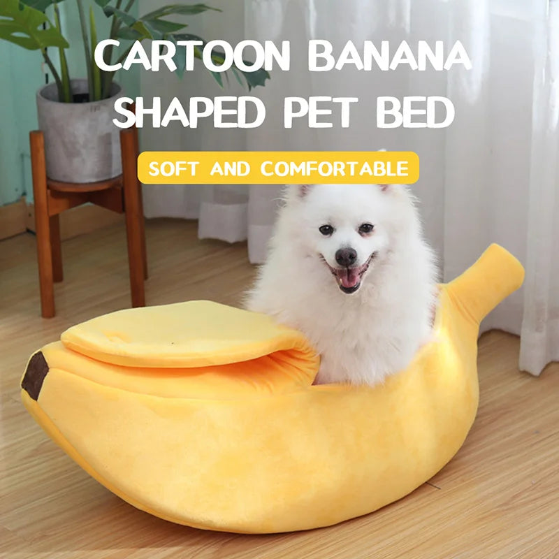 Cozy Banana Cat Bed House - Fun & Durable Multi-Color Pet Basket for Cats & Small Dogs